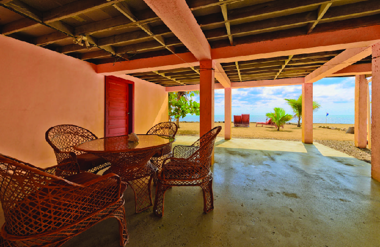 Shaded Patio Dining with Ocean & Garden Views
